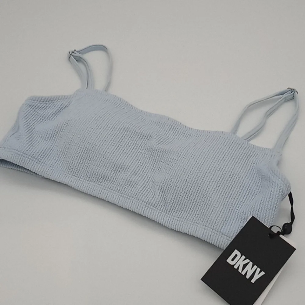 DKNY Textured Bralette Bikini Top Light Blue S